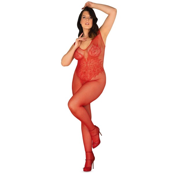 Bodystocking N112 Rot Size Plus - Obsessive